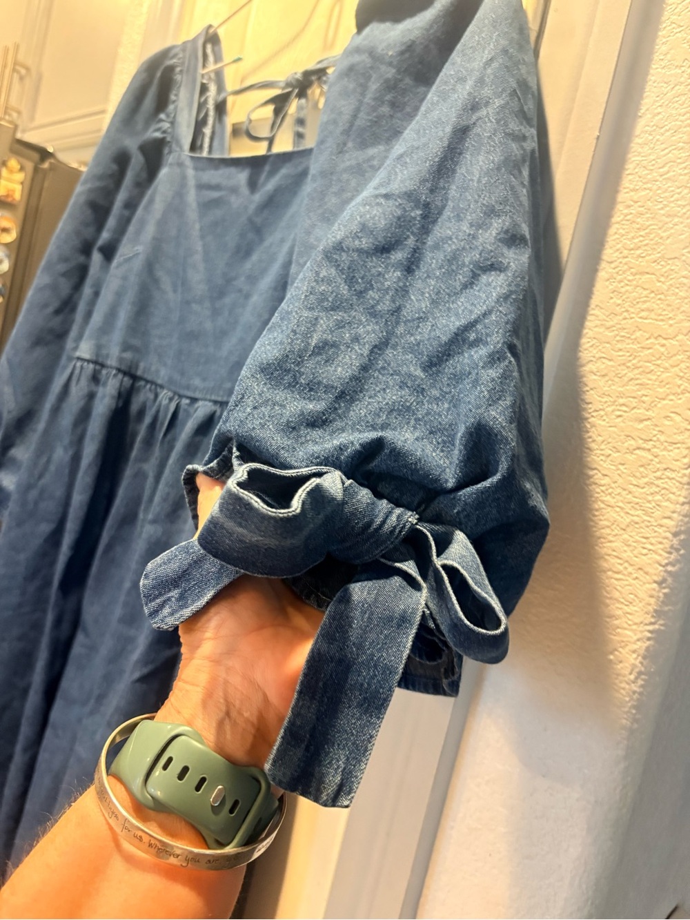 entro Blue Puff-Sleeve Denim Dress - Picture 3 of 6